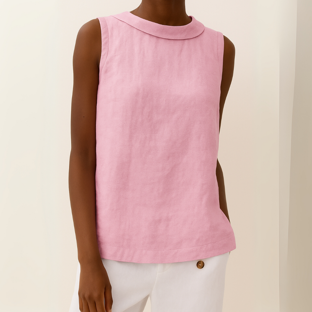 Summer Tank Top with Ruffled Neckline and Flared Bottom