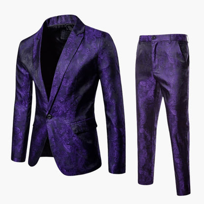 Men's Textured 2 Piece Slim Fit Business Suit