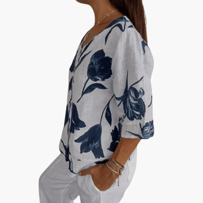 Ladies' Pretty Flower V-Neck Shirt