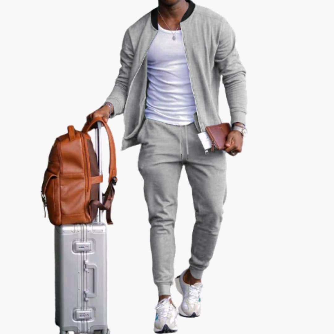 Men's 2-Piece Tracksuit with Zipper Jacket and Pants