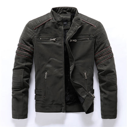 Men's Classic Fitted Leather Motorcycle Jacket