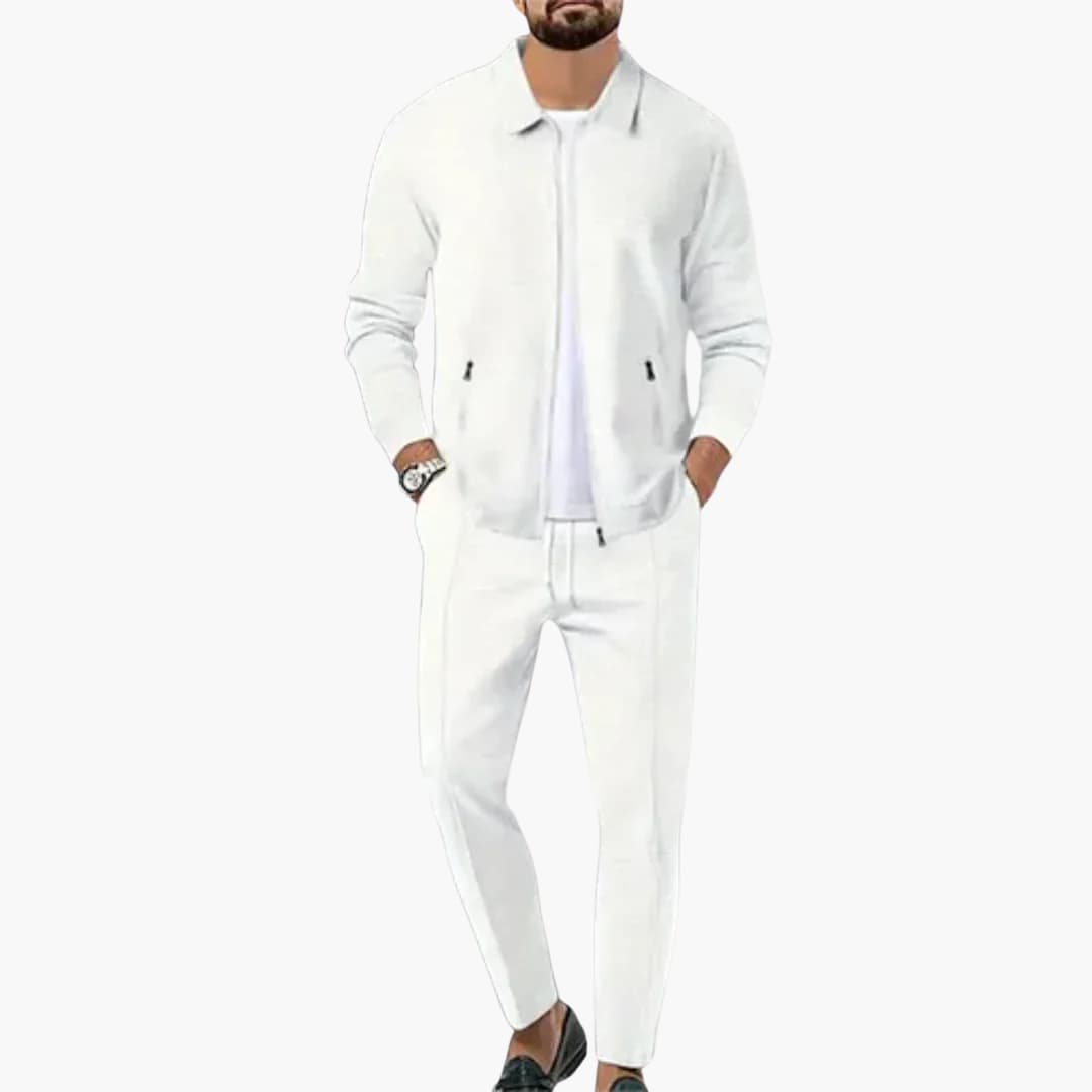Casual 2-Piece Tracksuit with Zip Top and Trousers - Olytrend
