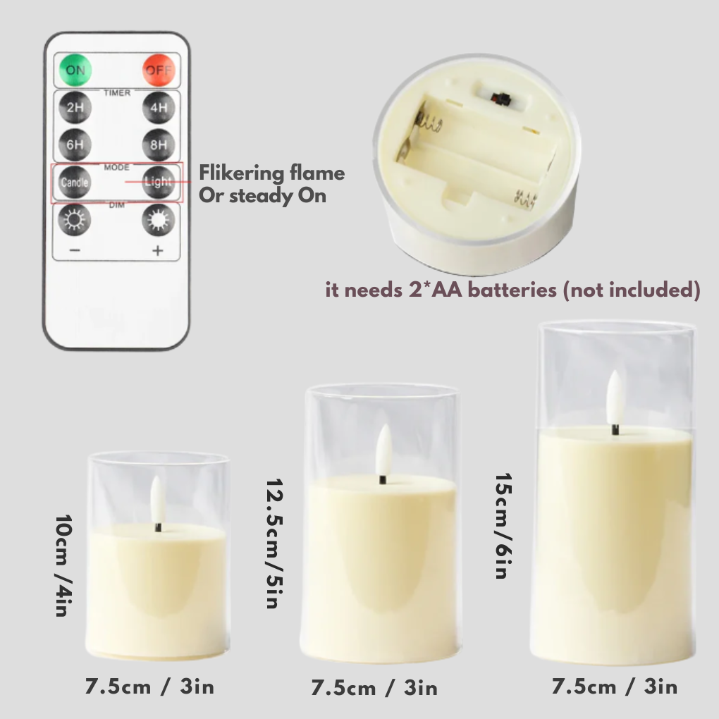 Warm White Flameless Candle Set - Olytrend