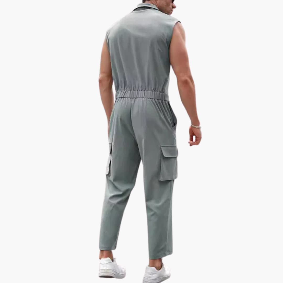 Men's Summer Cargo Jumpsuit with Pockets