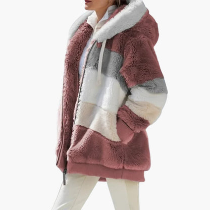 Ladies' Zip Up Striped Hoodie Coat