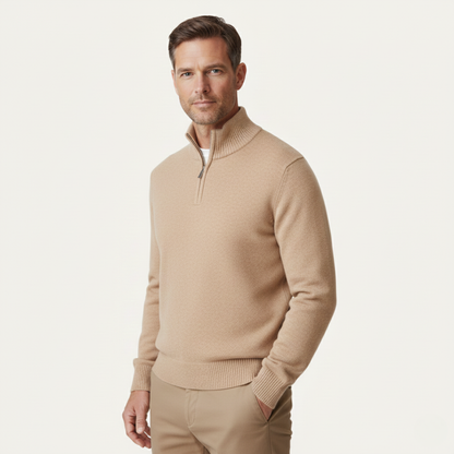 Premium Soft Men's Cashmere Quarter Zip Sweater