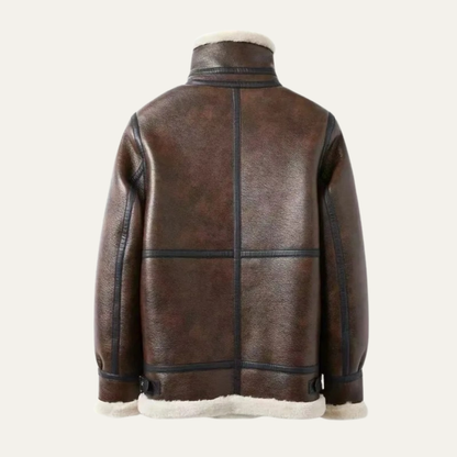 Warm Men's Fleece Lined Leather Aviator Jacket