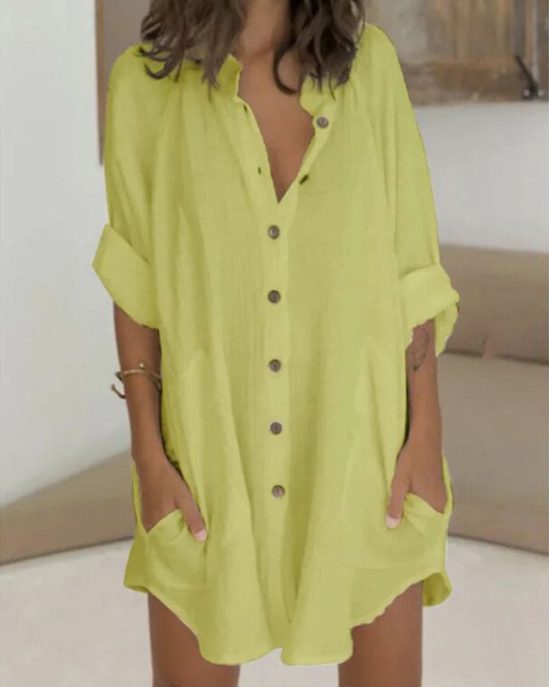 Relaxed Fit Women's Long Sleeve Shirt Dress