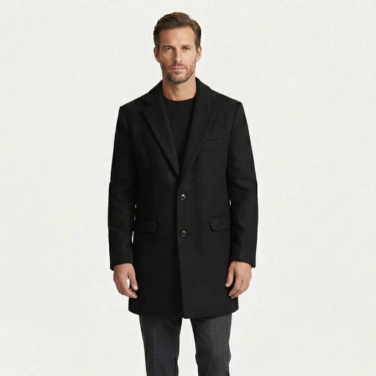 Warm Men's Wool Blend Winter Coat