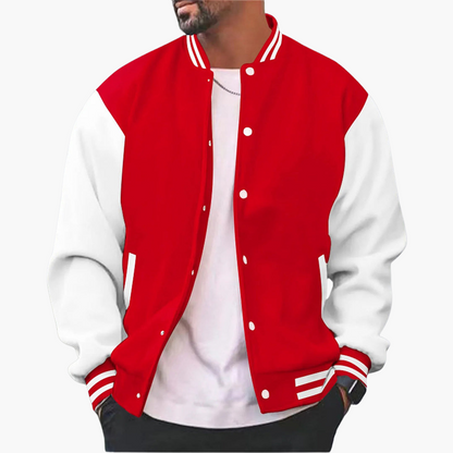 Classic Sports Bomber Jacket with Zip Front