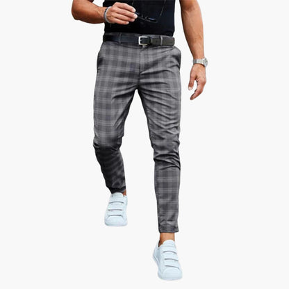 Narrow Fit Checked Pants for Men