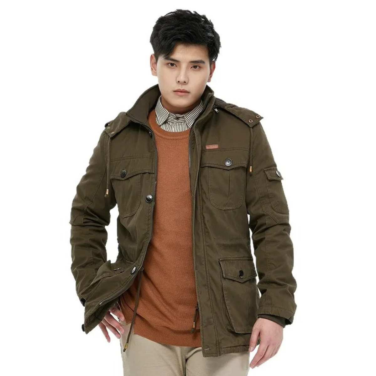 Warm Men's Fleece Lined Hooded Parka Coat