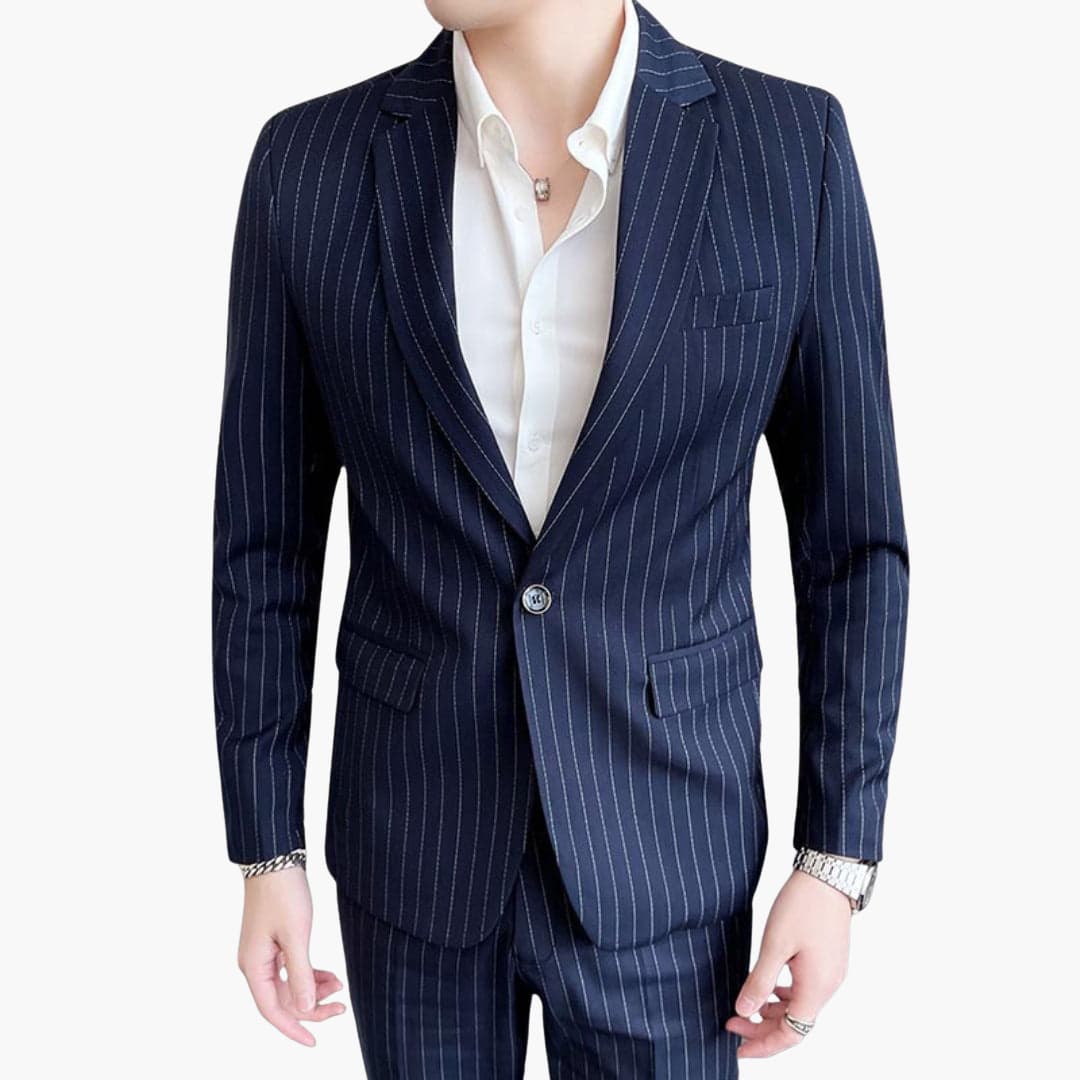 Slim Fit Pinstripe Men's Business Suit Jacket