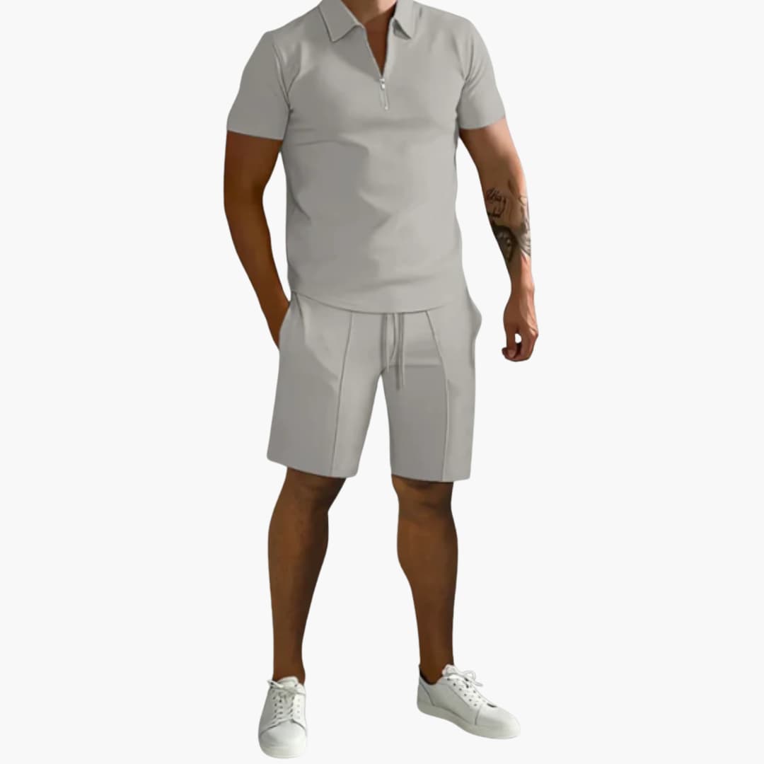 Men's Athletic Zip Up Shirt and Short Set