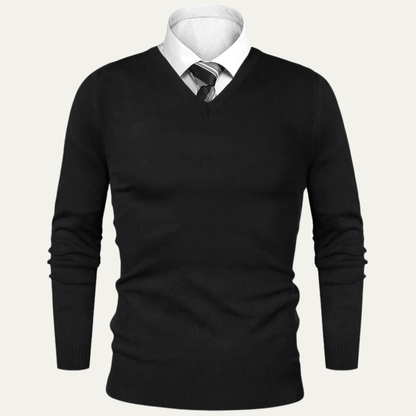 Men's Fine Gauge Merino V Neck Wool Sweater