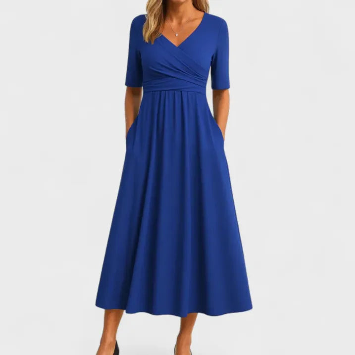 Chic V-Neck Wrap Midi Dress for Women
