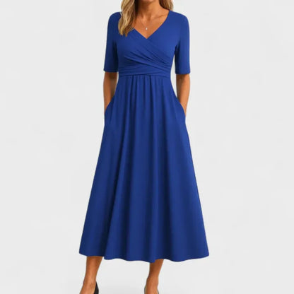 Chic V-Neck Wrap Midi Dress for Women