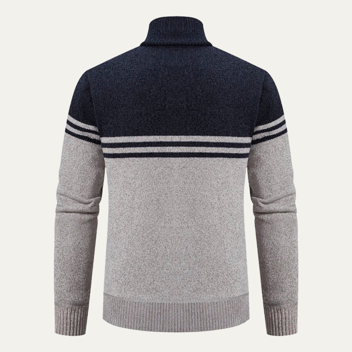 Warm Men's Striped Fleece Lined Knit Jacket Sweater