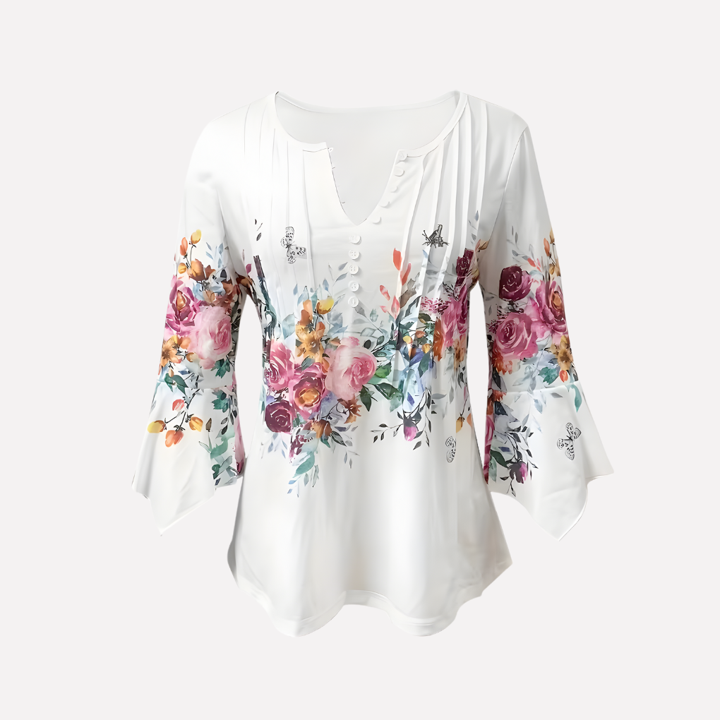 Ladies' Elegant Flower Pattern Top - Olytrend