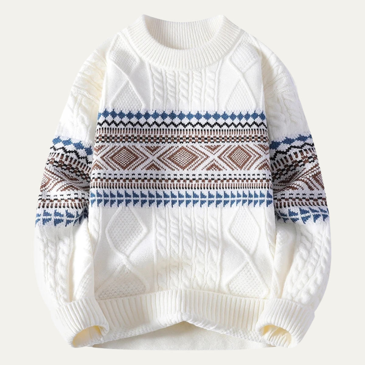 Cozy Mens Cable Knit Nordic Sweater - Nocini