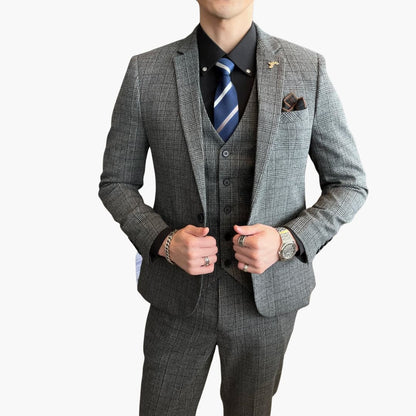 Classic Plaid Three-Piece Mens Suit - Olytrend