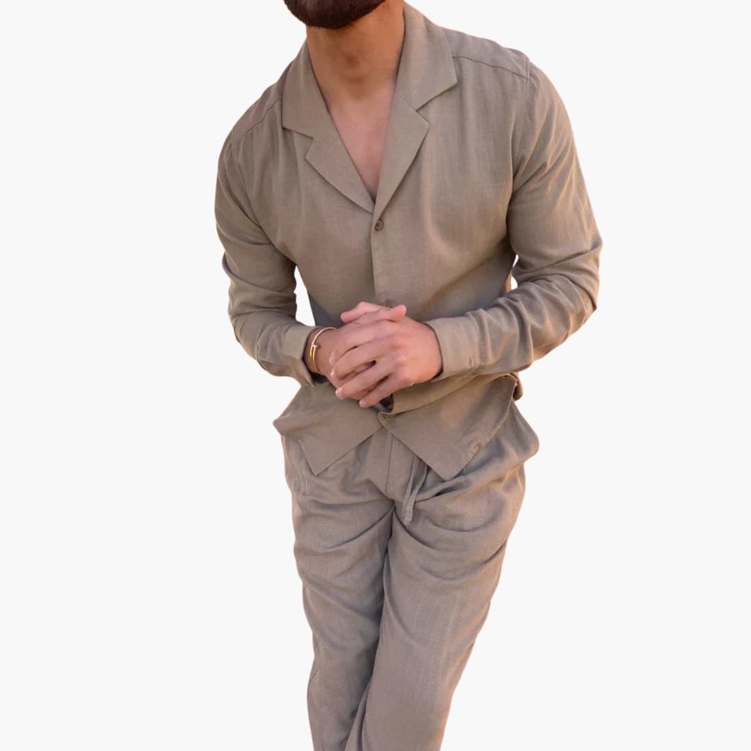 Men's Casual 2 Piece Short Set with Top and Pants