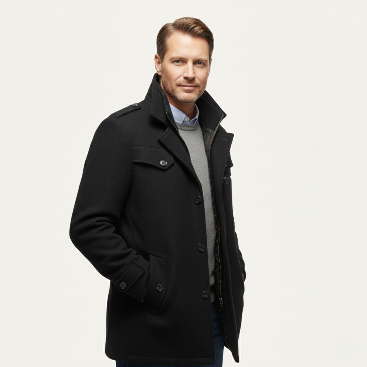 Warm Waterproof Men's Wool Winter Jacket