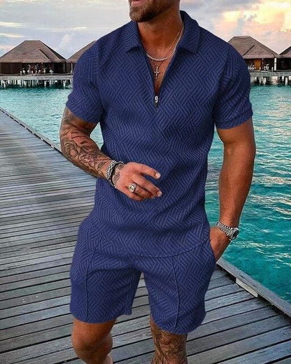 Comfortable Men's Polo and Shorts Combo Set - Olytrend