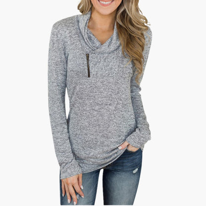 Chic Zip Up Women's Collar Sweater