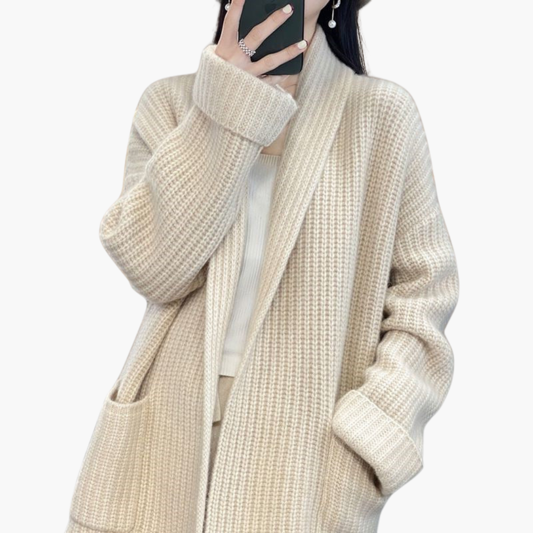 Ladies Open Front Sweater with Pockets