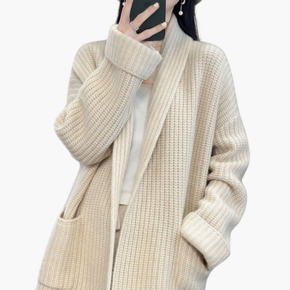 Ladies Open Front Sweater with Pockets