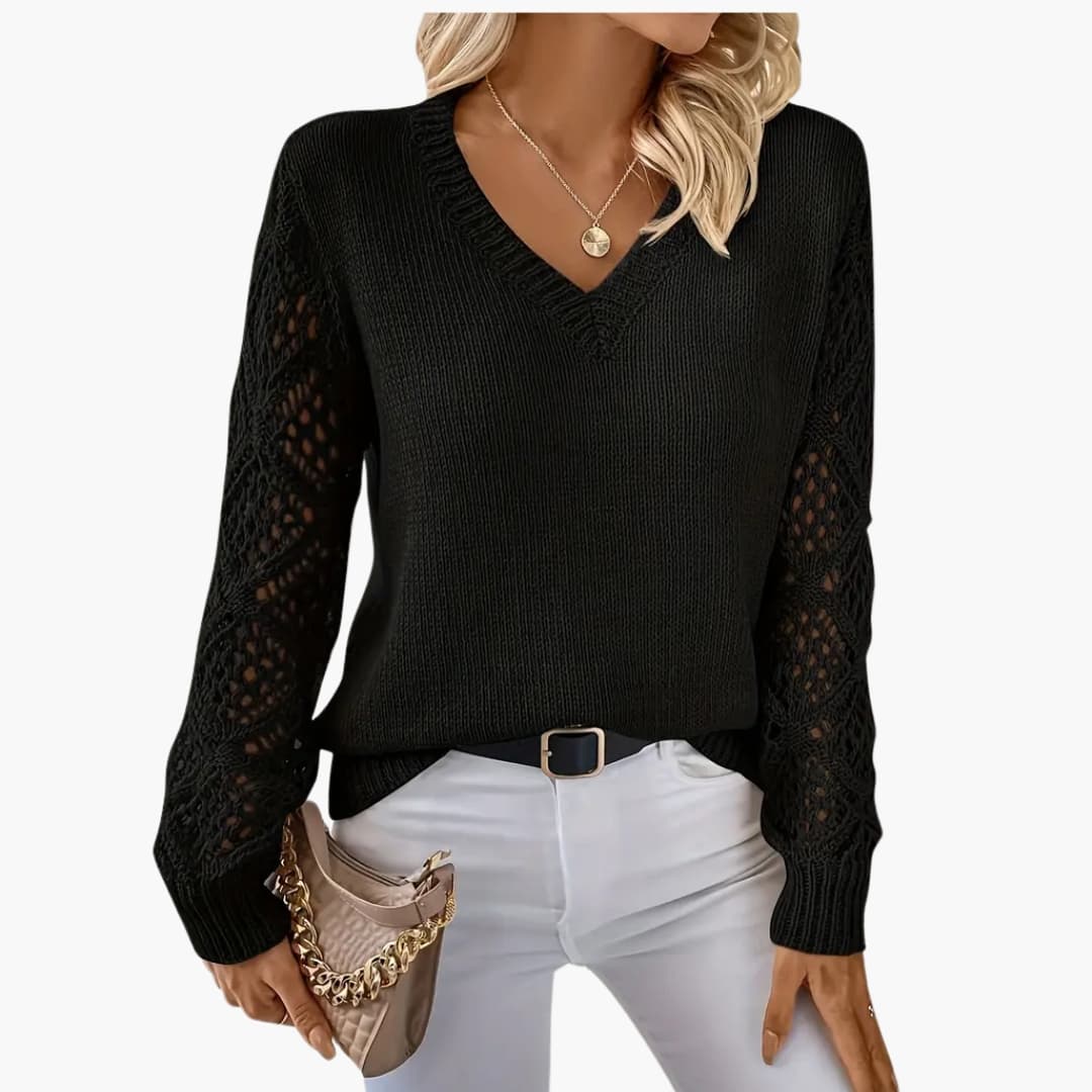 Soft Women's V-Neck Long Sleeve Knit Sweater