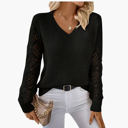Soft Women's V-Neck Long Sleeve Knit Sweater