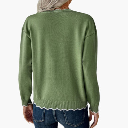 Fashionable Women's Ruffle Zip Sweater