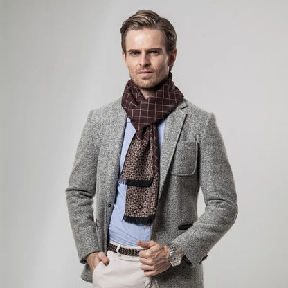 Luxury Men's Burgundy Wool Scarf