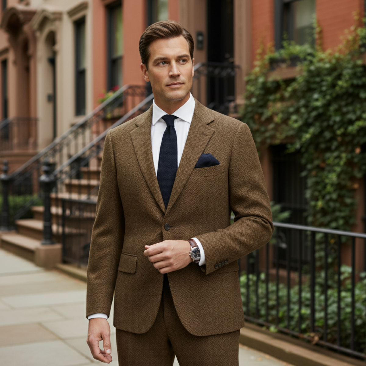 Classic Men's Tan Tweed Blazer Jacket