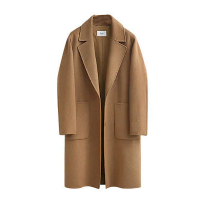 Classic Long Wool Trench Coat for Women