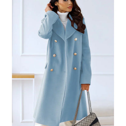 Classic Fit Women's Double Breasted Long Coat