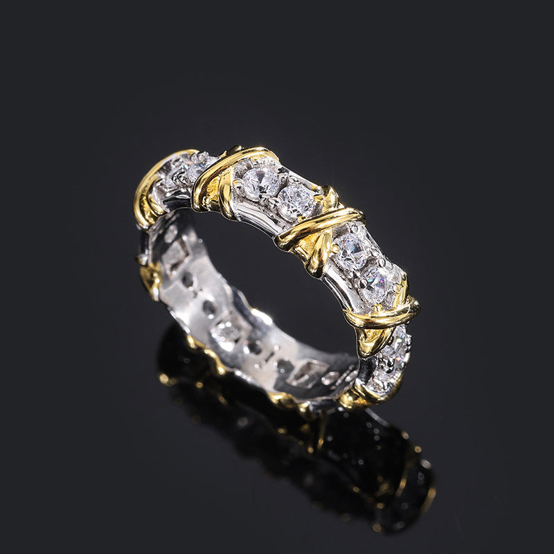 Silver Geometric Ring with Sparkling CZ Stones