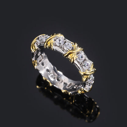 Silver Geometric Ring with Sparkling CZ Stones