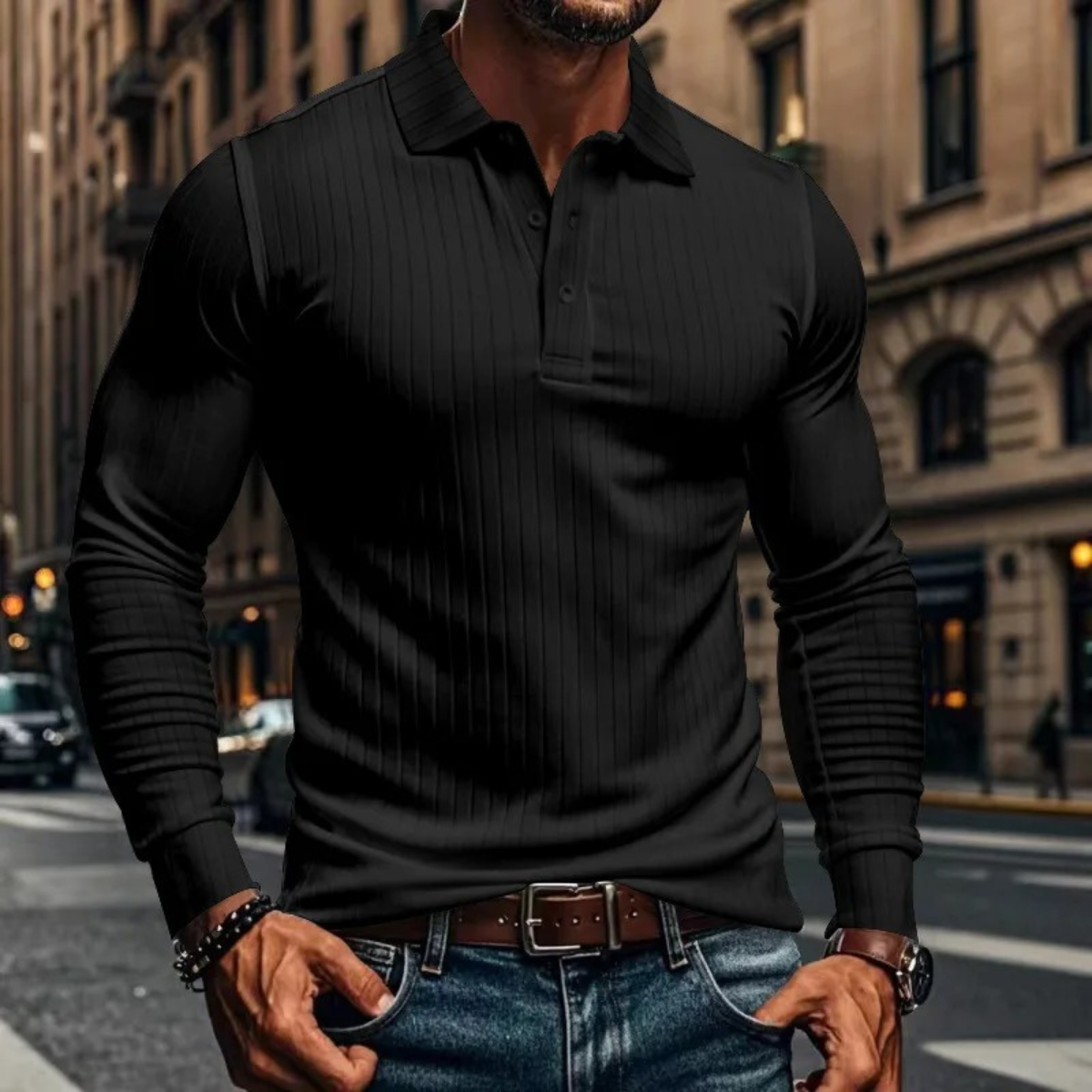 Classic Fit Men's Textured Polo Shirt