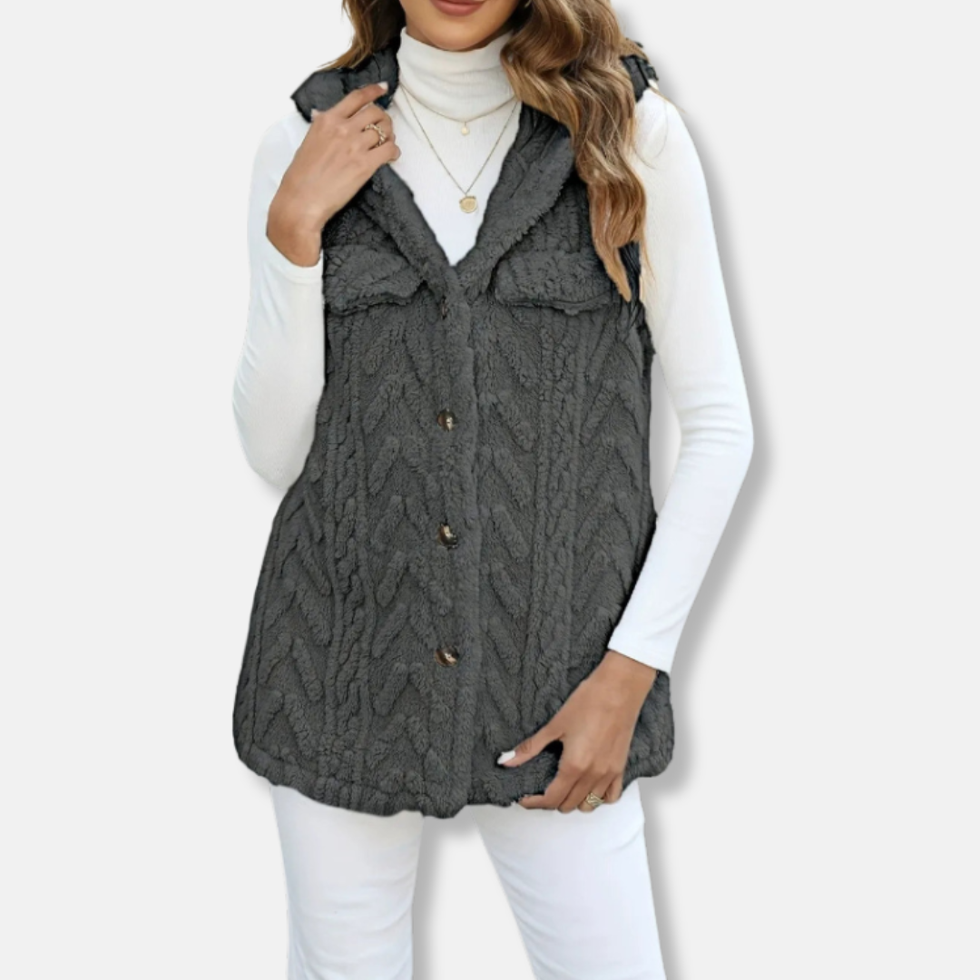 Cozy Women's Hooded Vest with Soft Pockets