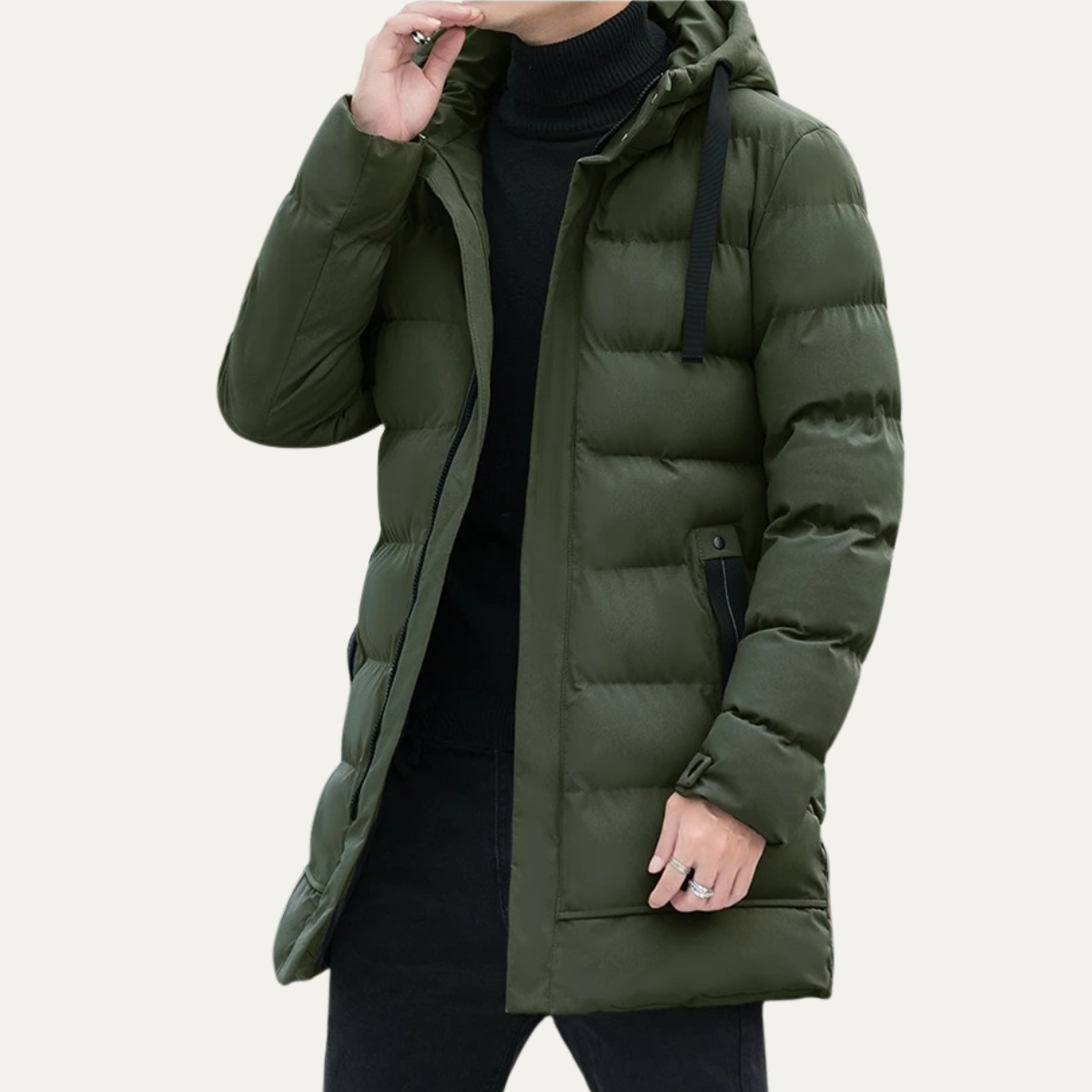 Men's Slim Fit Black Down Puffer Jacket