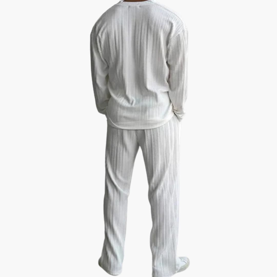 Men's Classic Pinstripe Suit with Long Sleeve Shirt and Trousers