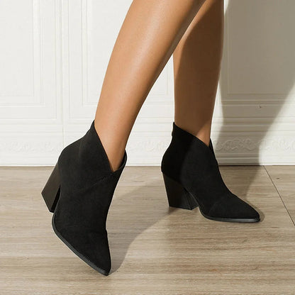 Classic Pointy Low Heel Boots