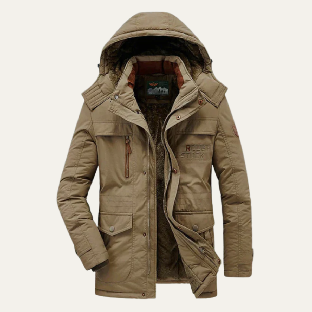 Thermal Men's Insulated Fleece Hooded Parka Jacket