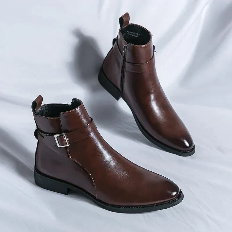 Smart Mens Leather Ankle Boots