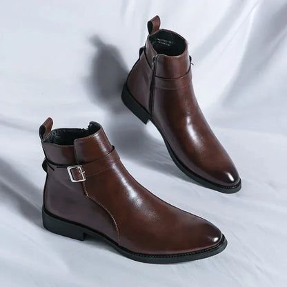 Smart Mens Leather Ankle Boots