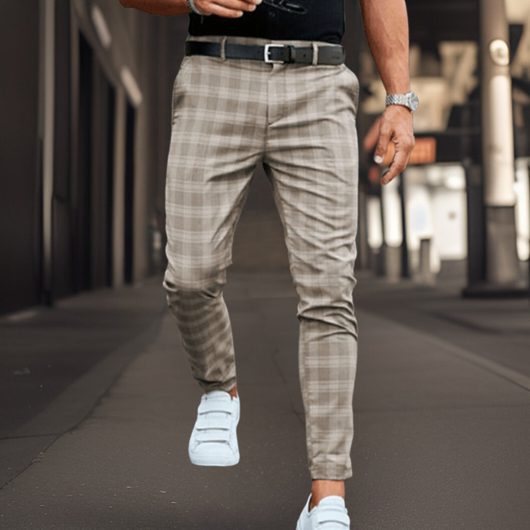 Men's Slim Plaid Chino Pants