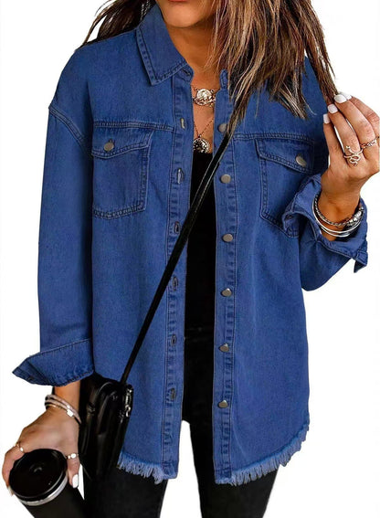 Elegant Women's Blue Jeans Jacket